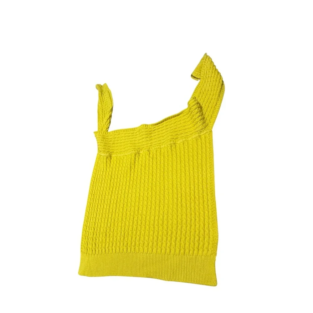 Meadow Lane Cable Knit Scarf Neck Warmer Chartreuse Yellow Made in USA Preppy